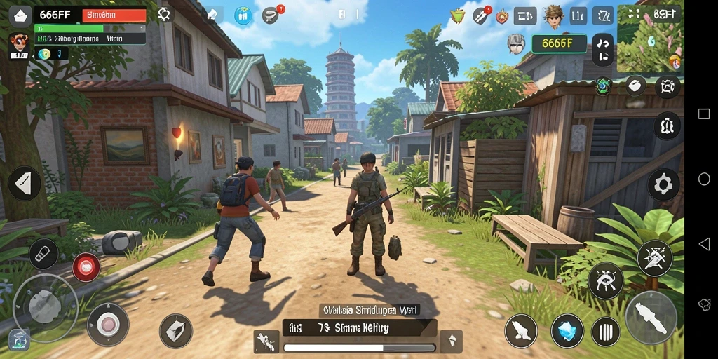 Screenshot utama gameplay 666FF yang menampilkan interaksi karakter.