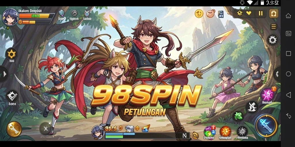 Tampilan gameplay mendebarkan dari 98SPIN yang menghidupkan karakter Anime.