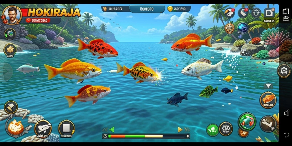 Screenshot gameplay HOKIRAJA dengan tampilan ikan yang menawan.
