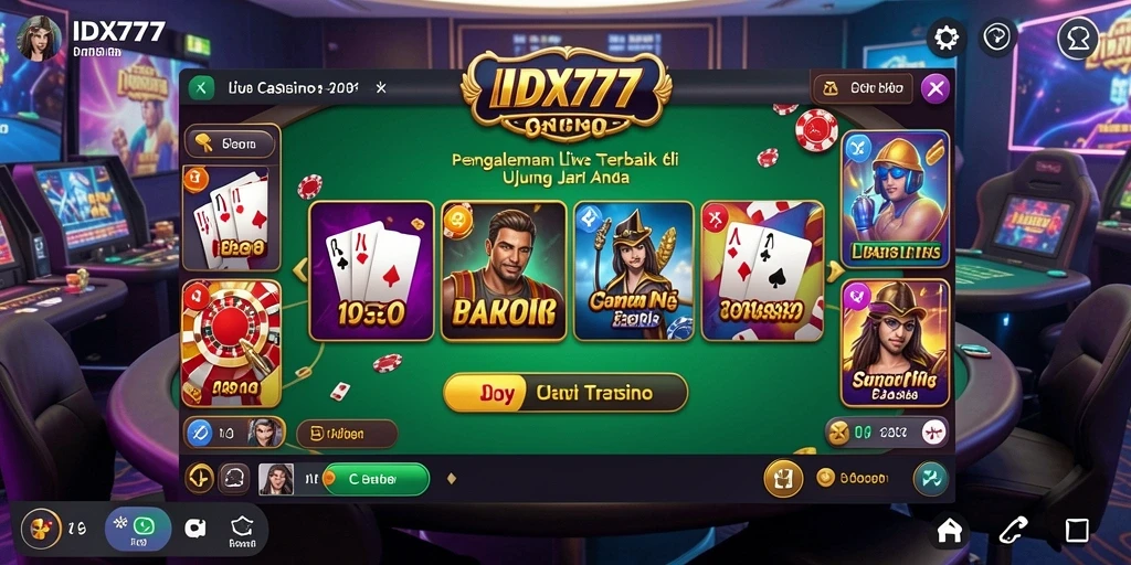 Gameplay Live Casino yang seru dengan dealer profesional langsung dari layar Anda.