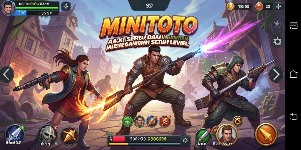 Screenshot gameplay MINITOTO yang menunjukkan aksi menegangkan dan karakter berlari.