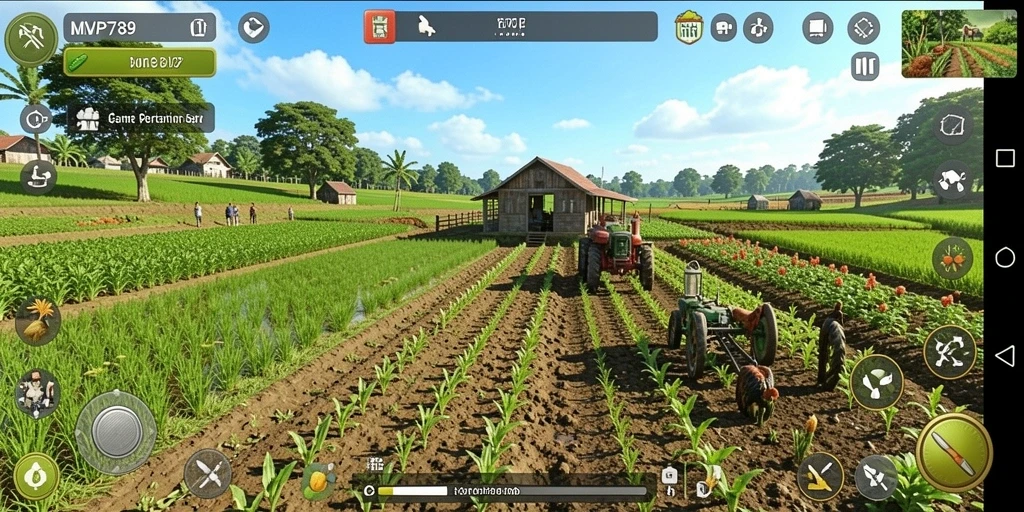 Tampilan gameplay menarik dari MVP789 dengan aktivitas bertani.