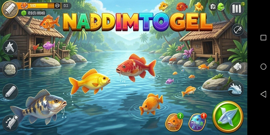 Screenshot gameplay NADIMTOGEL menampilkan aksi memancing yang realistis dan menarik.