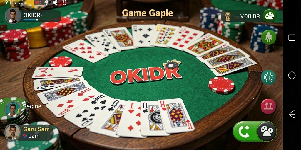 Screenshot gameplay seru dari OKIDR menunjukkan serunya bermain Gaple.