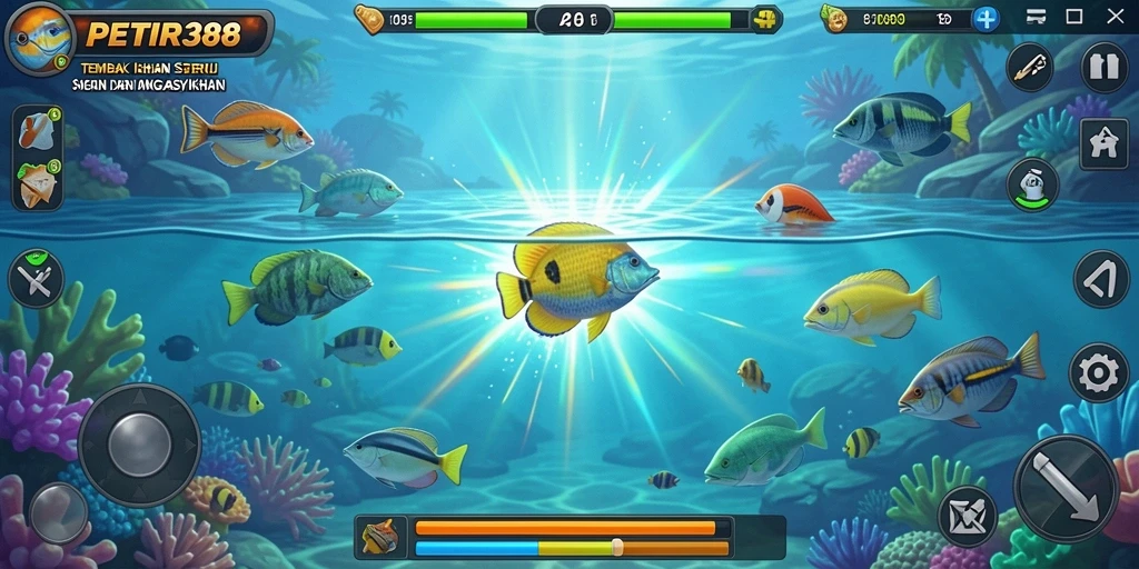 Screenshot PETIR388 menampilkan gameplay seru Tembak Ikan.