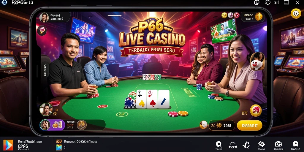 Screenshot RP66 menampilkan dealer langsung dan permainan kasino yang seru.