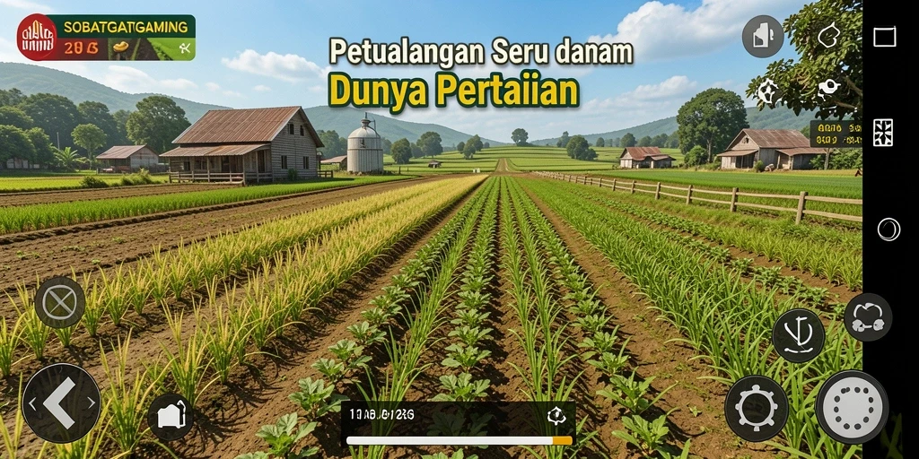 Screenshot utama SOBATGAMING menampilkan gameplay seru bercocok tanam.