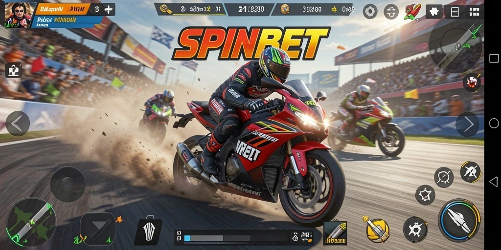 Tampilan gameplay SPINBET yang mendebarkan dan penuh kecepatan.